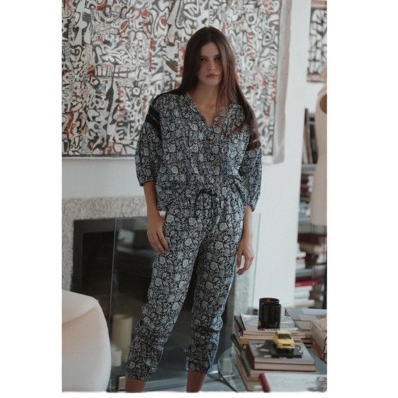 St. Roche Yucca Ankle Crop Tapered Pants In Blue Floral Size M - Picture 10 of 10